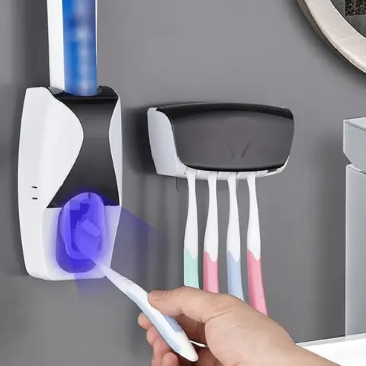 Toothpaste dispenser and Toothbrush Holder