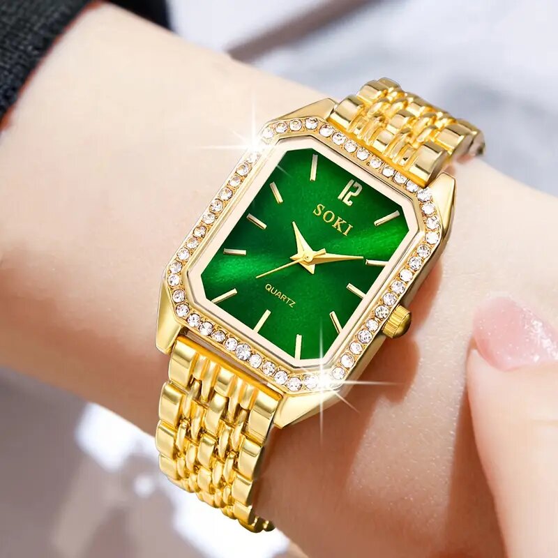 Rectangular watch Green dial
