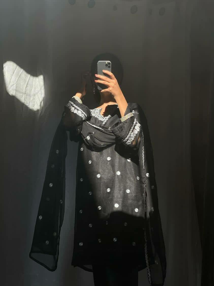 Silver embroided 3pc