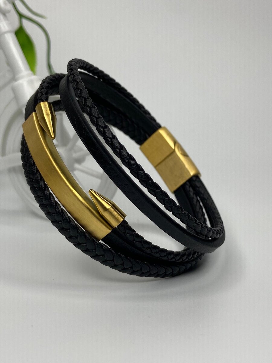 Stylish Leather Steel Bracelets