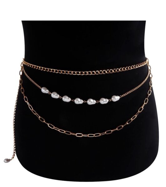 Ceinture chaîne perlée élégante