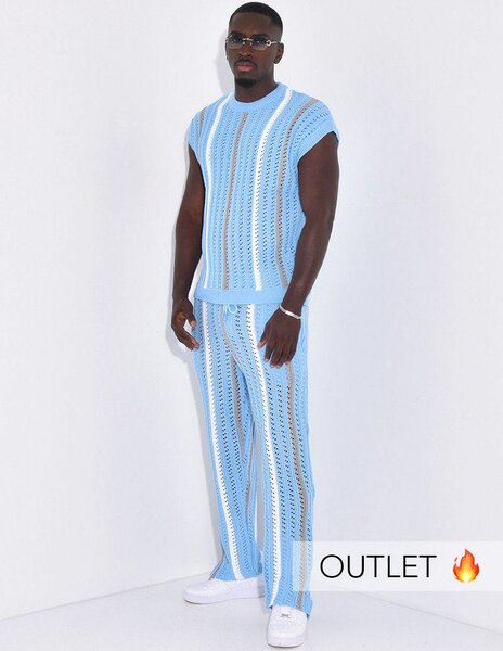 Ensemble tricoté bleu homme