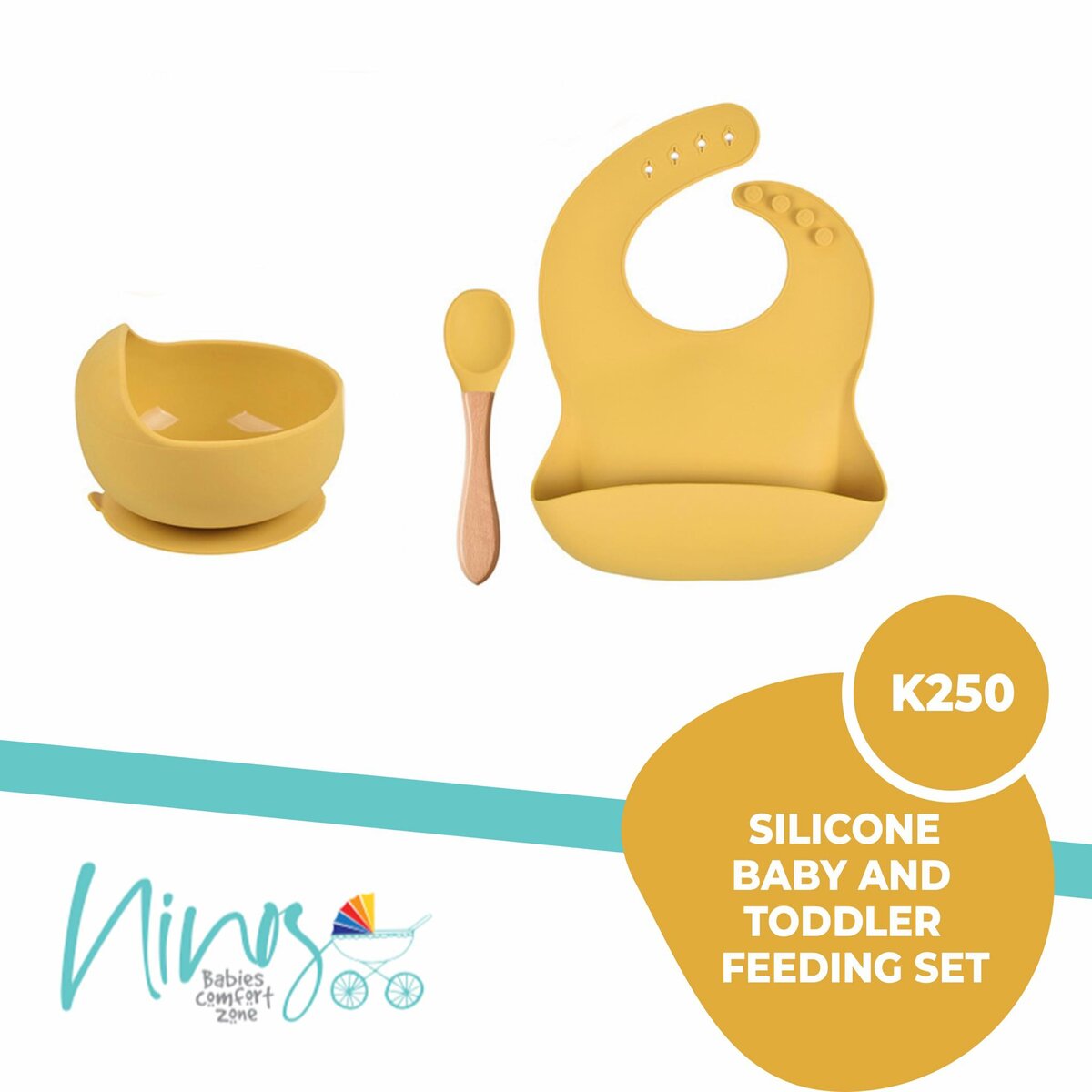 Silicone baby and toddler feeding set