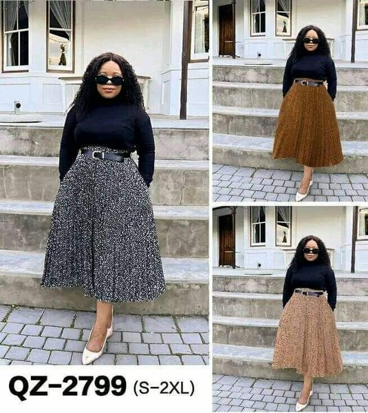 A two-piece costume consisting of a sweater and a skirt in different colors