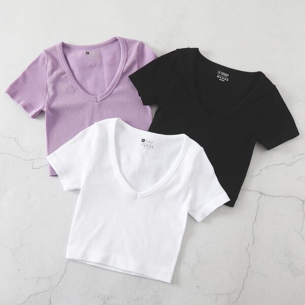 T-shirts courts en V