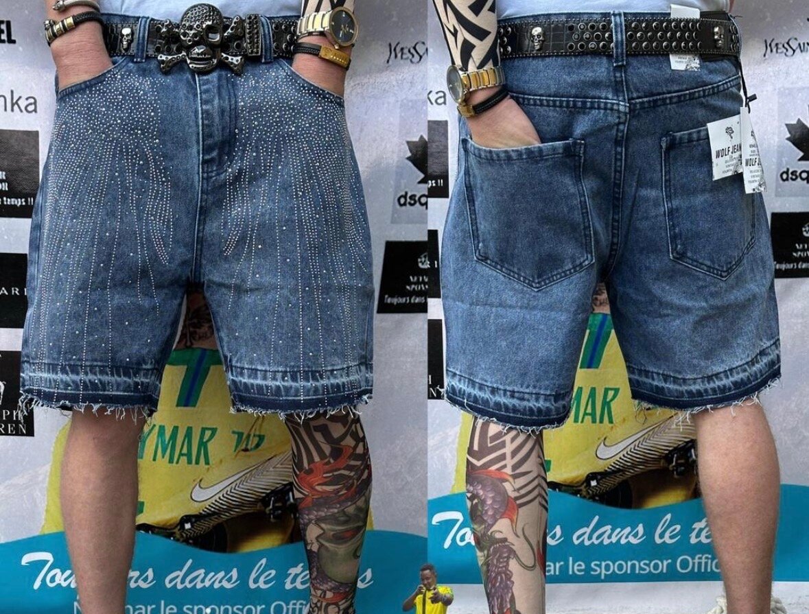 Shorts en jean avec patchs tendance
