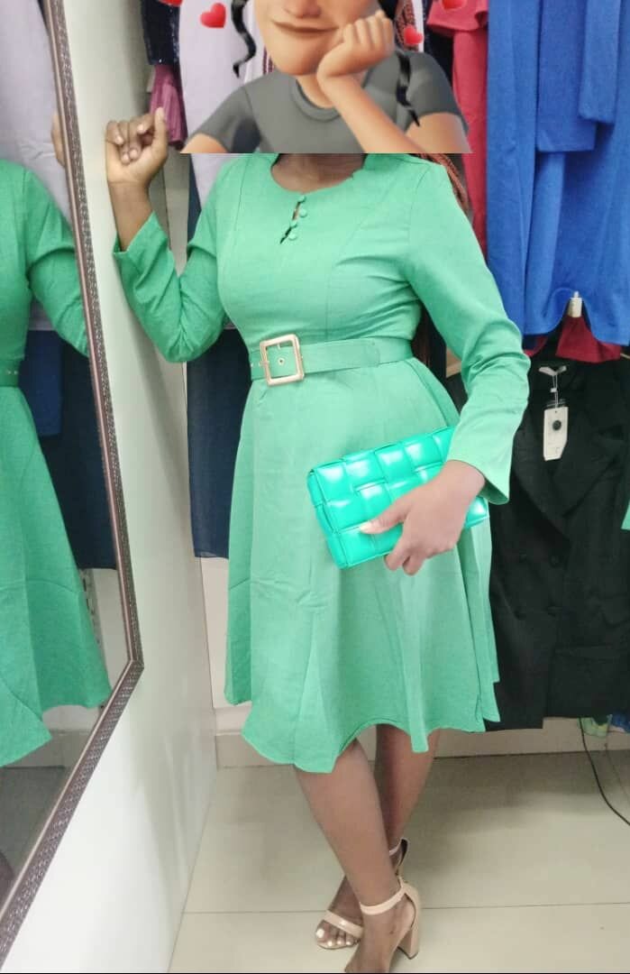 Apple green belted dress