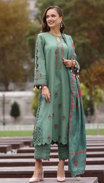 charizma Poshima Unstitched Embroidered Leather with Printed Wool Shawl