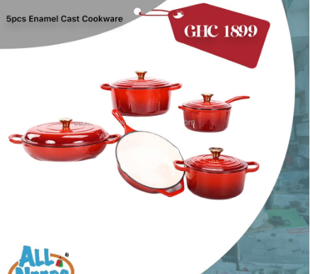 5pcs Enamel Cast Iron Cookware