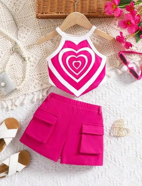 Ensemble d'été cœur rose