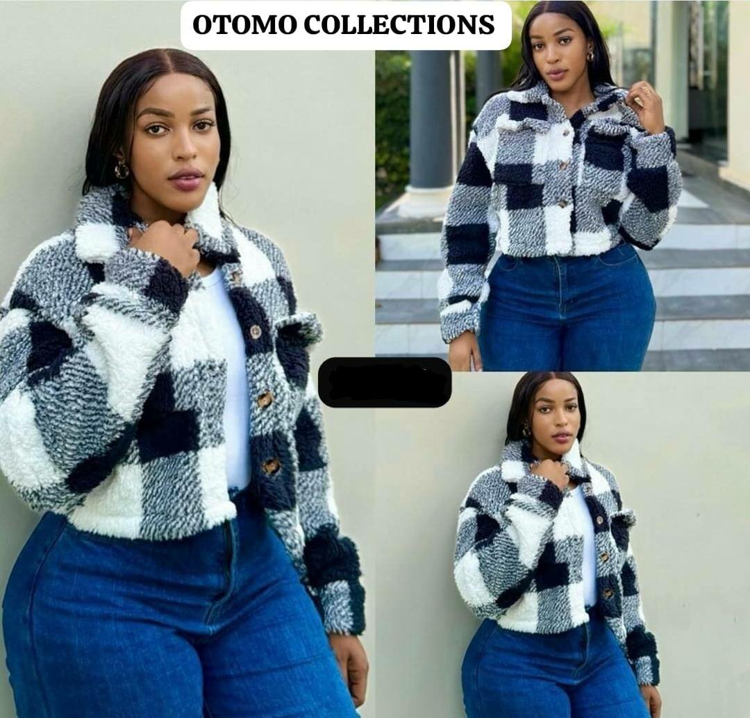 Veste en laine à carreaux femme