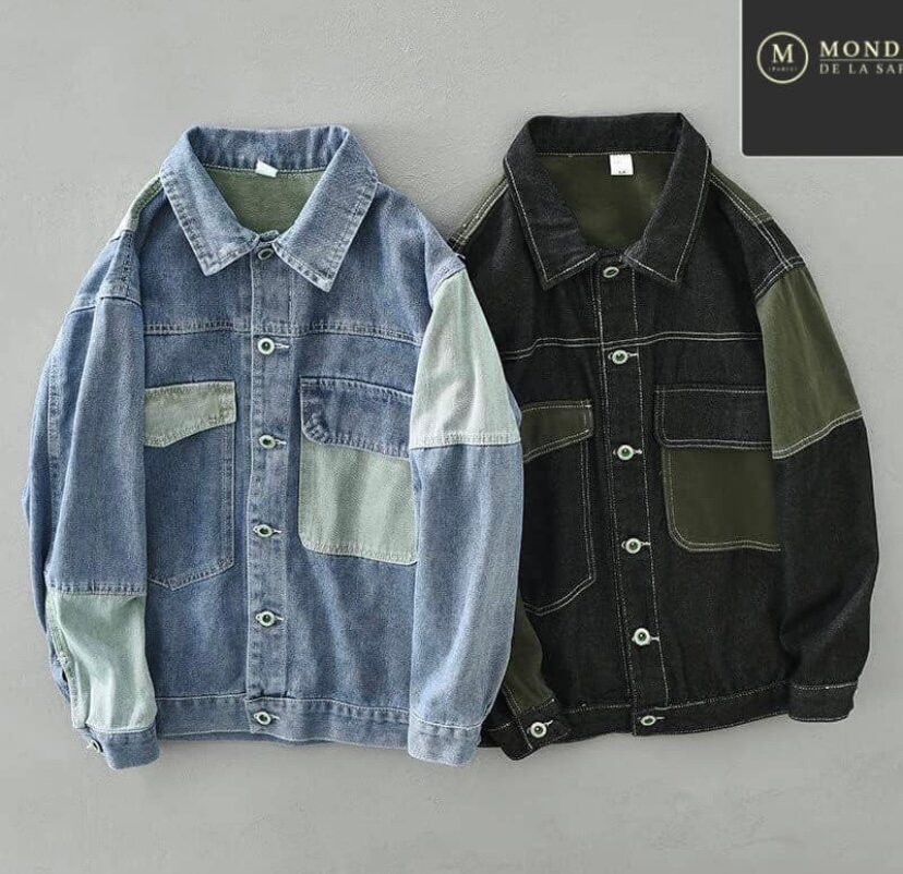 Veste en jean bicolore homme