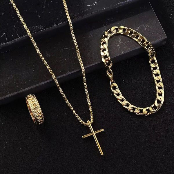 Set bijoux croix hommes