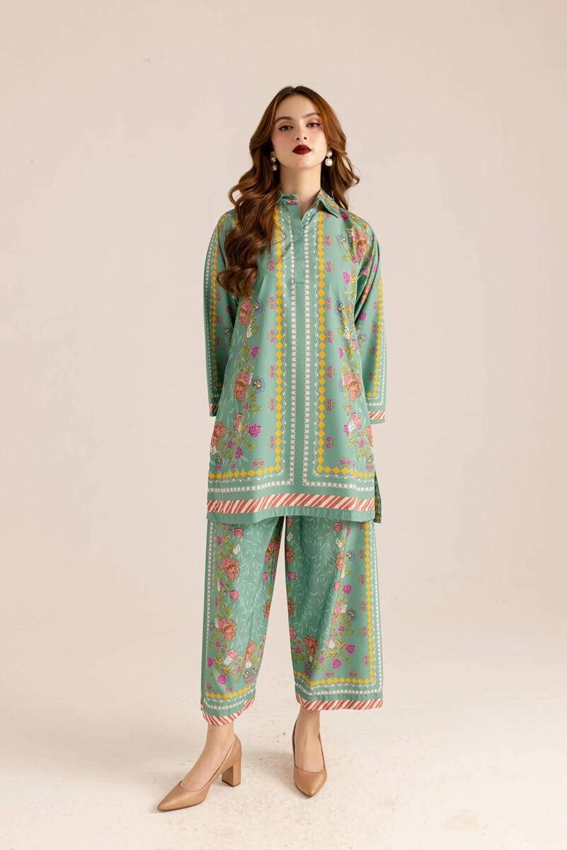 Woman's Stitched Printed 2 Pcs Shirt And Plazo