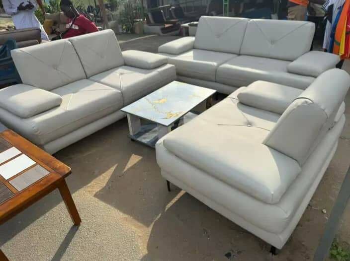 Ensemble canapé en cuir blanc moderne