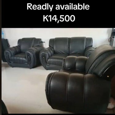 Set of 2 sofas + armchair, black, eco-leather