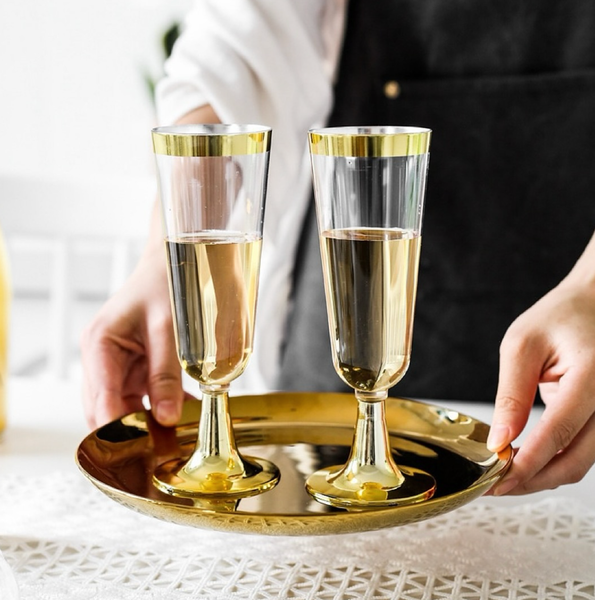 exquisite gold rim champagne stemware 25 pc