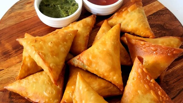 Frozen spring rolls and samosas