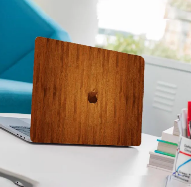 Wooden Texture Apple Logo Laptop Back Skin-Laptop Skin Vinyl Sticker Decal, 13 13.3 14.6 15 15.4 15.6 inch Laptop Skin Sticker Cover For All Laptops