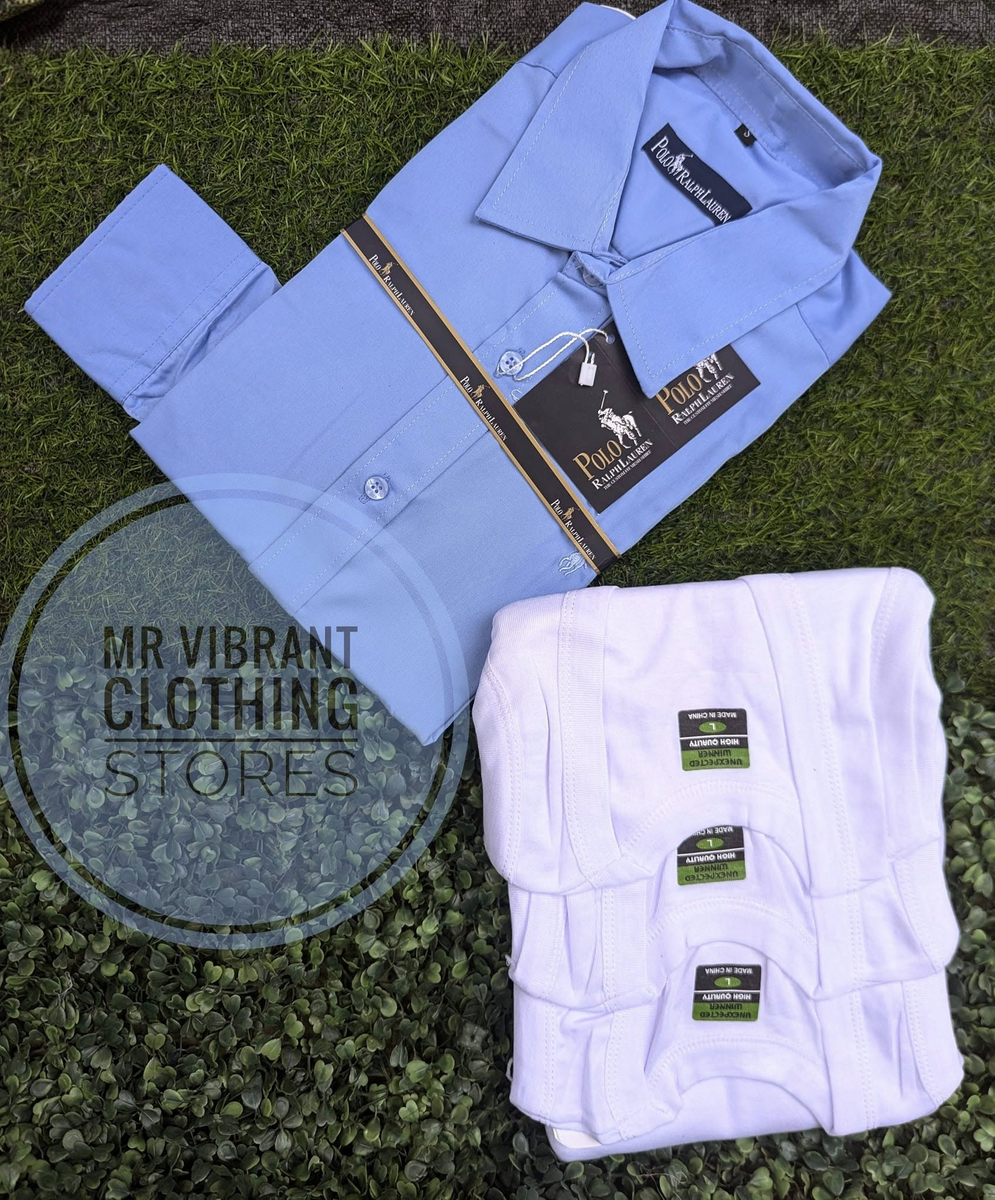 A combo of a smart shirt a set of 3 men's vests