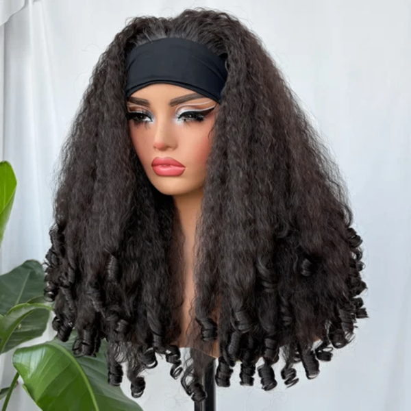 Perruque bouclée avec bandeau