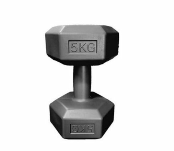 Haltère hexagonale 5 kg en caoutchouc