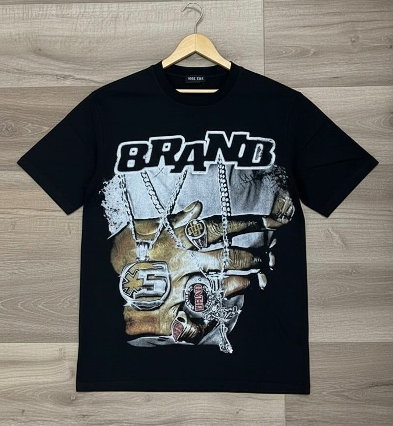 T-shirt noir imprimé hip-hop