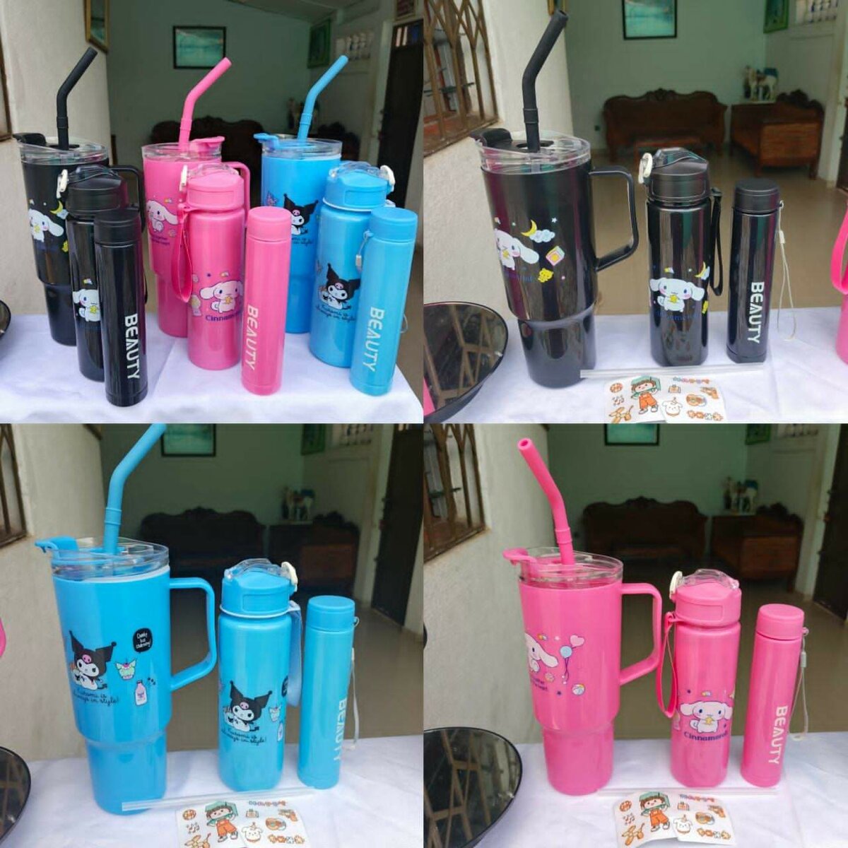 Bouteilles d'eau colorées