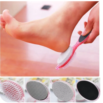 4 In 1 Multi Use Pedicure Paddle Brush - 4 Step Pedicure (Cleanse, Scrub, File And Buff)