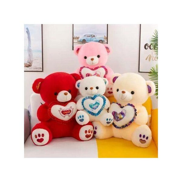 Ourson en peluche rouge romantique