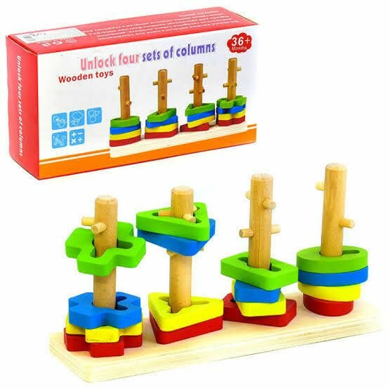 Wooden Rainbow Three Column Tower