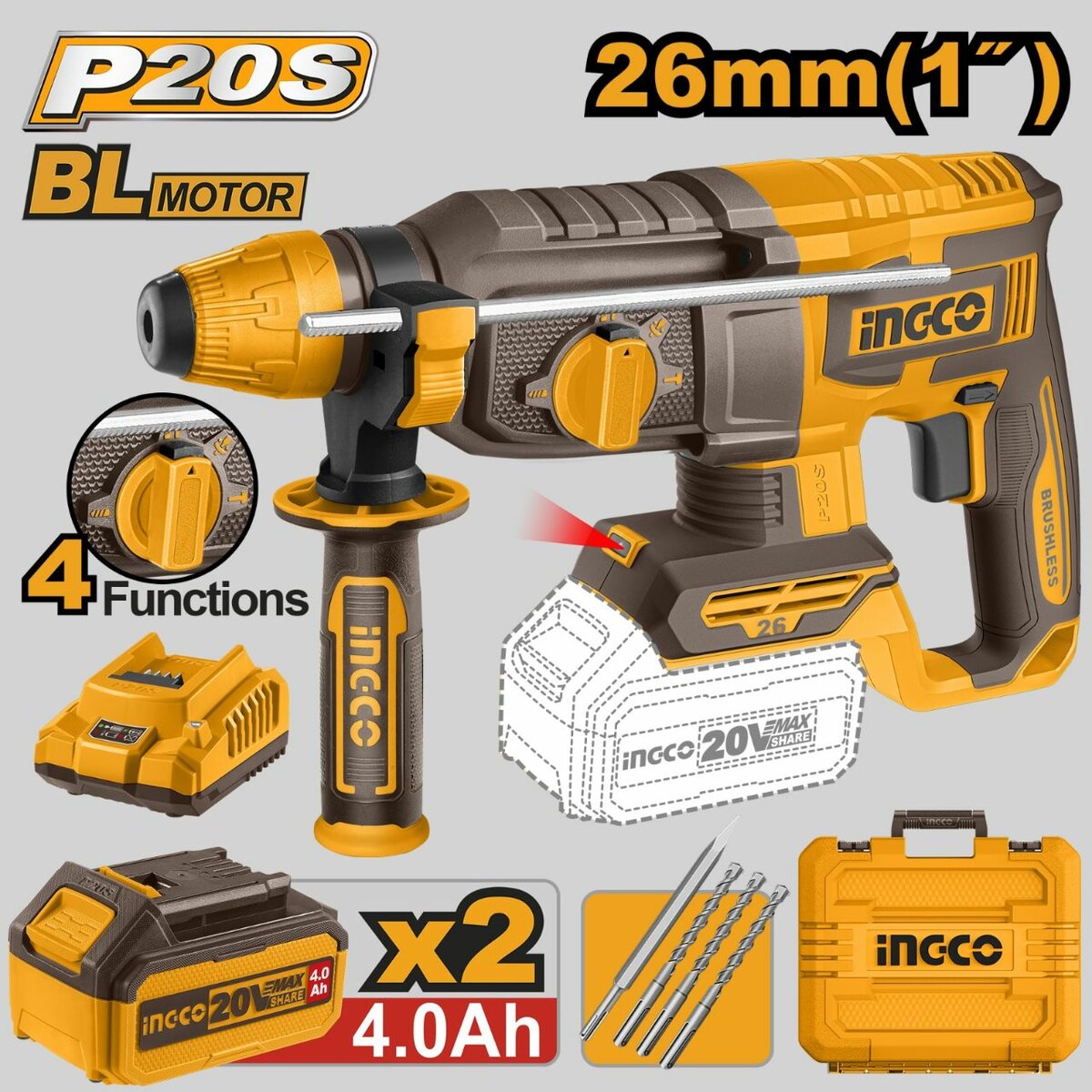 Perforateur Sans Fil Ingco 26mm