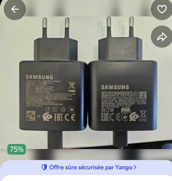Chargeur rapide Samsung USB