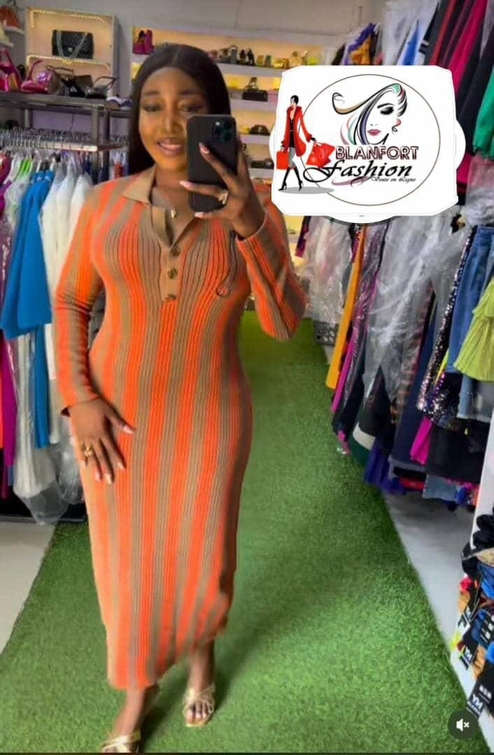 Robe Longue Tricotée Orange