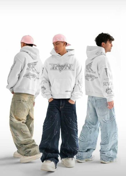 Sweat-shirt à capuche blanc RVN pour homme