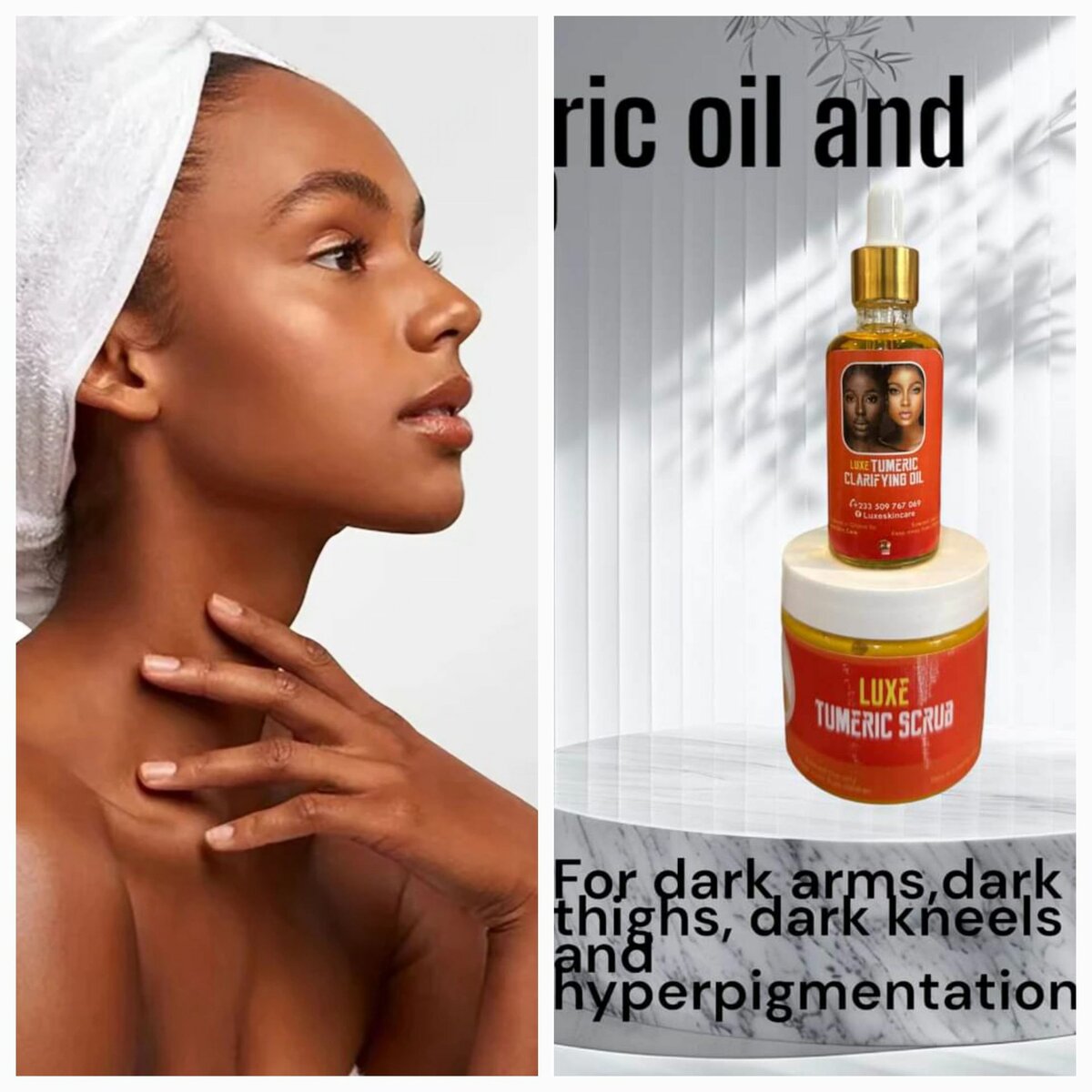 Tumeric clarifying oil and scrub