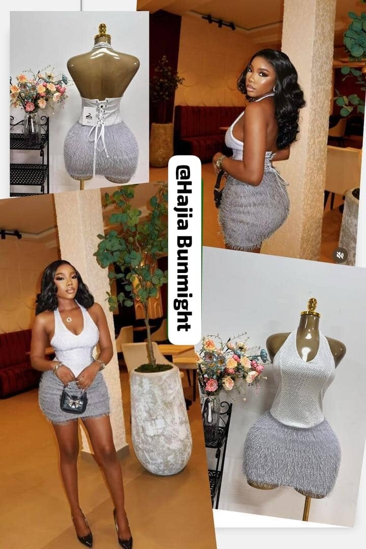 Robe élégante grise à volants