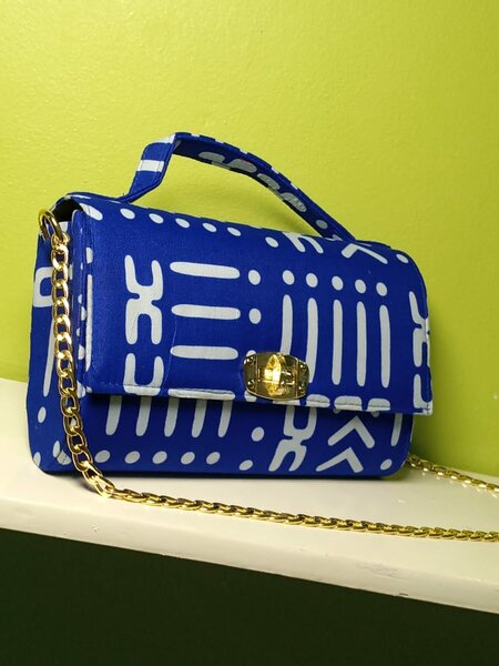 Sac bandoulière bleu et blanc