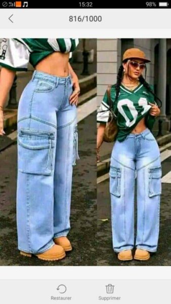 Jeans larges femme à poches