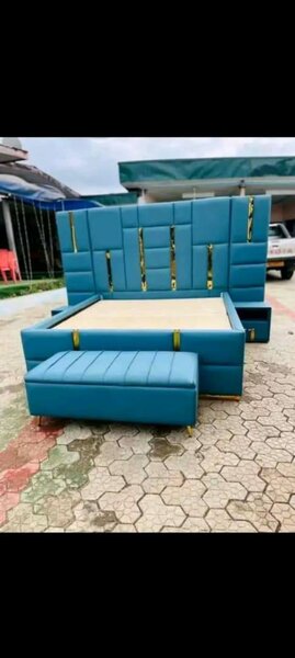 Headboard,side drawers,bed, and an ottoman