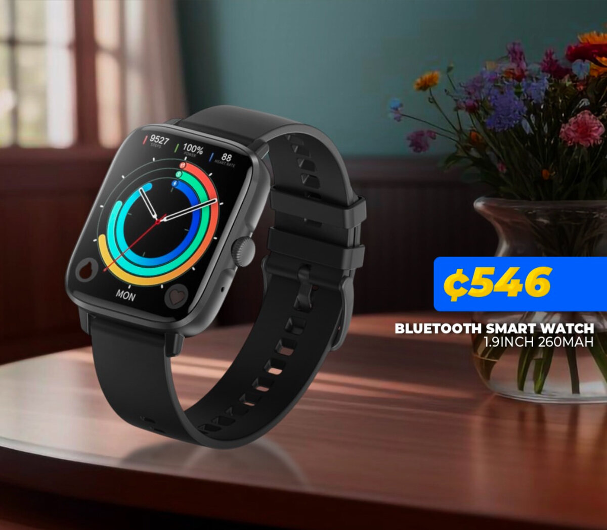 Bluetooth black Smart Watch 1.9inch 260mah