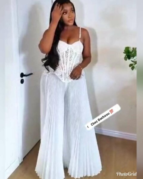 Pantalon ample plissé blanc