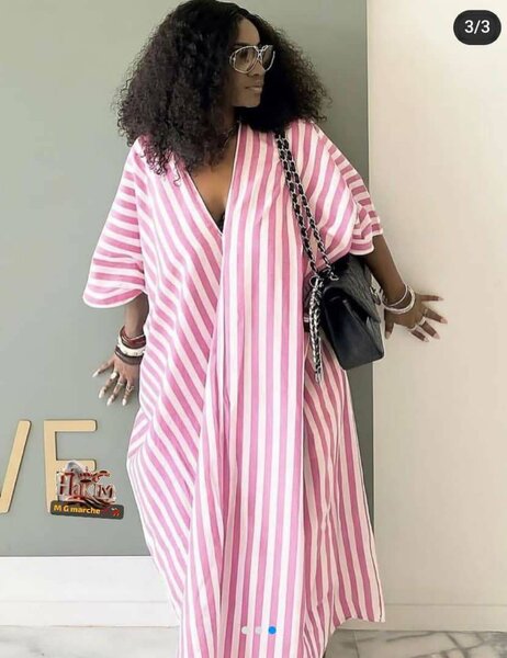 Robe Kaftan Rayée Élégante