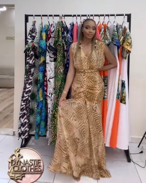 Robe longue élégant motifs afrique