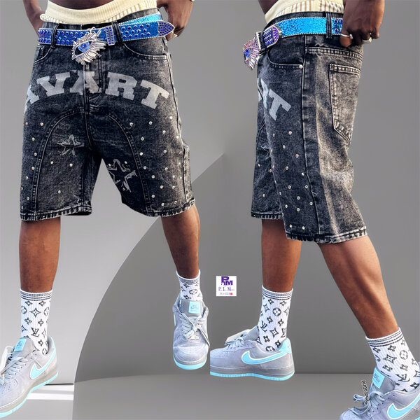 Shorts en jean décontractés strass