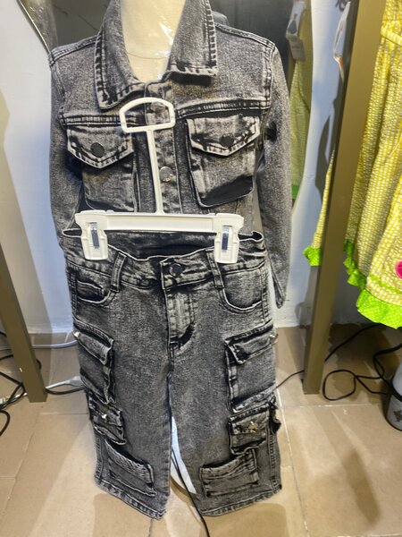 Denim Cargo Jacket and Pants Set