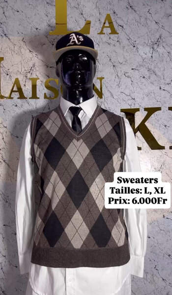 Pull sans manches à losanges