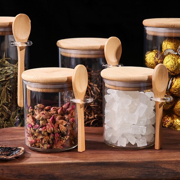 3 PIECE BOROSILICATE JAR WITH WOODEN SPOON