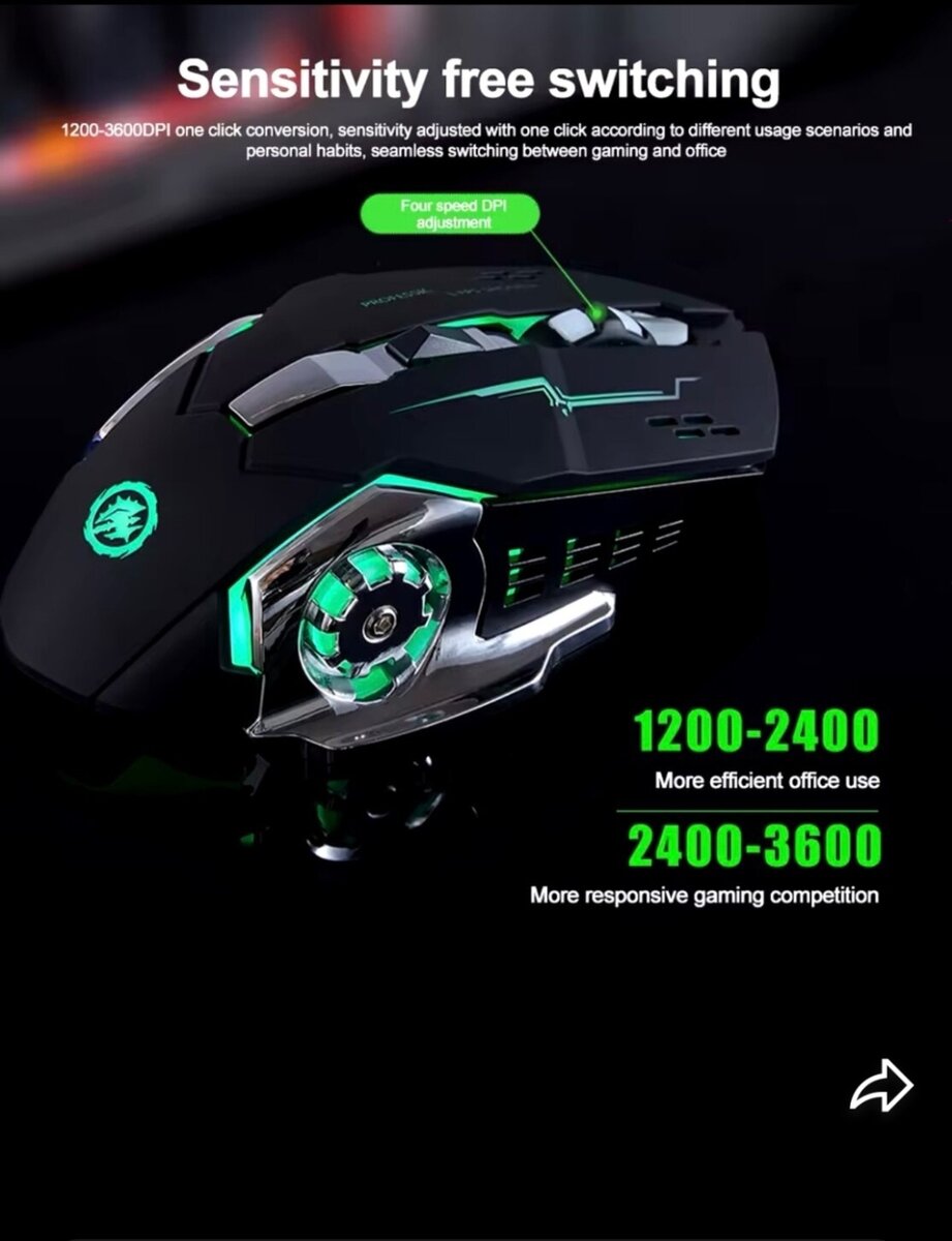 Souris de jeu DPI réglable