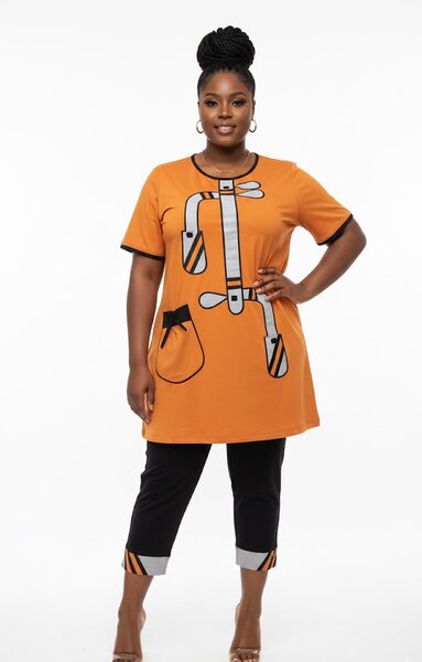 Ensemble tunique orange graphique